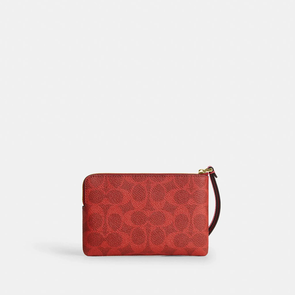 Coach Outlet Corner Zip Wristlet In Signature Canvas