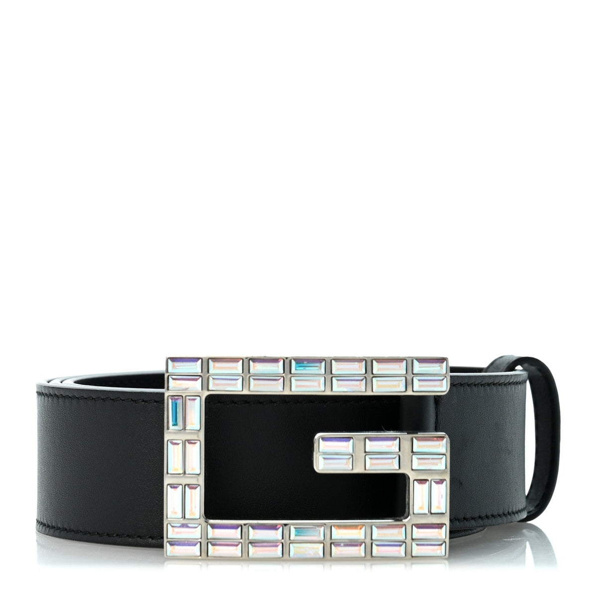 Calfskin Crystal Square G Madelyn Belt 85 34 Black
