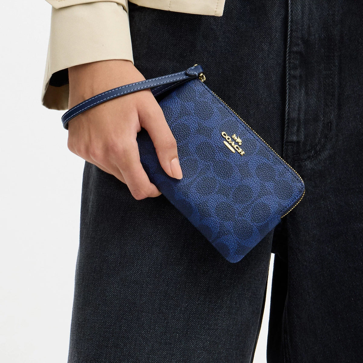 Coach Outlet Corner Zip Wristlet In Signature Canvas