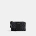 Coach Outlet Corner Zip Wristlet In Signature Canvas With Stripe