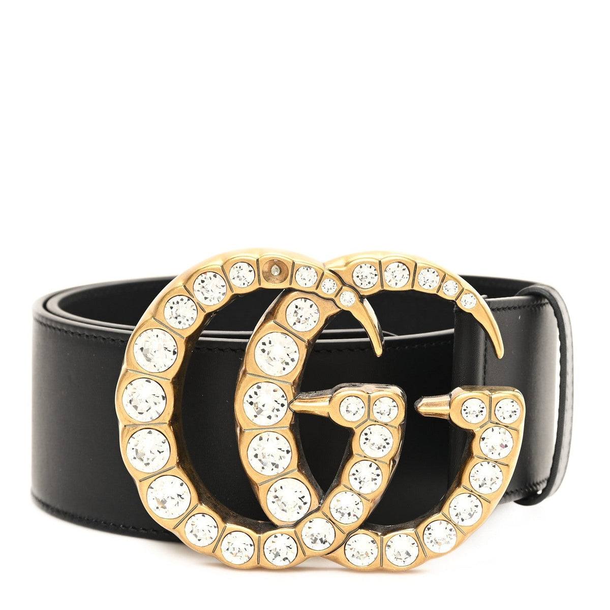 Calfskin Crystal Double G 55mm Belt 75 30 Black